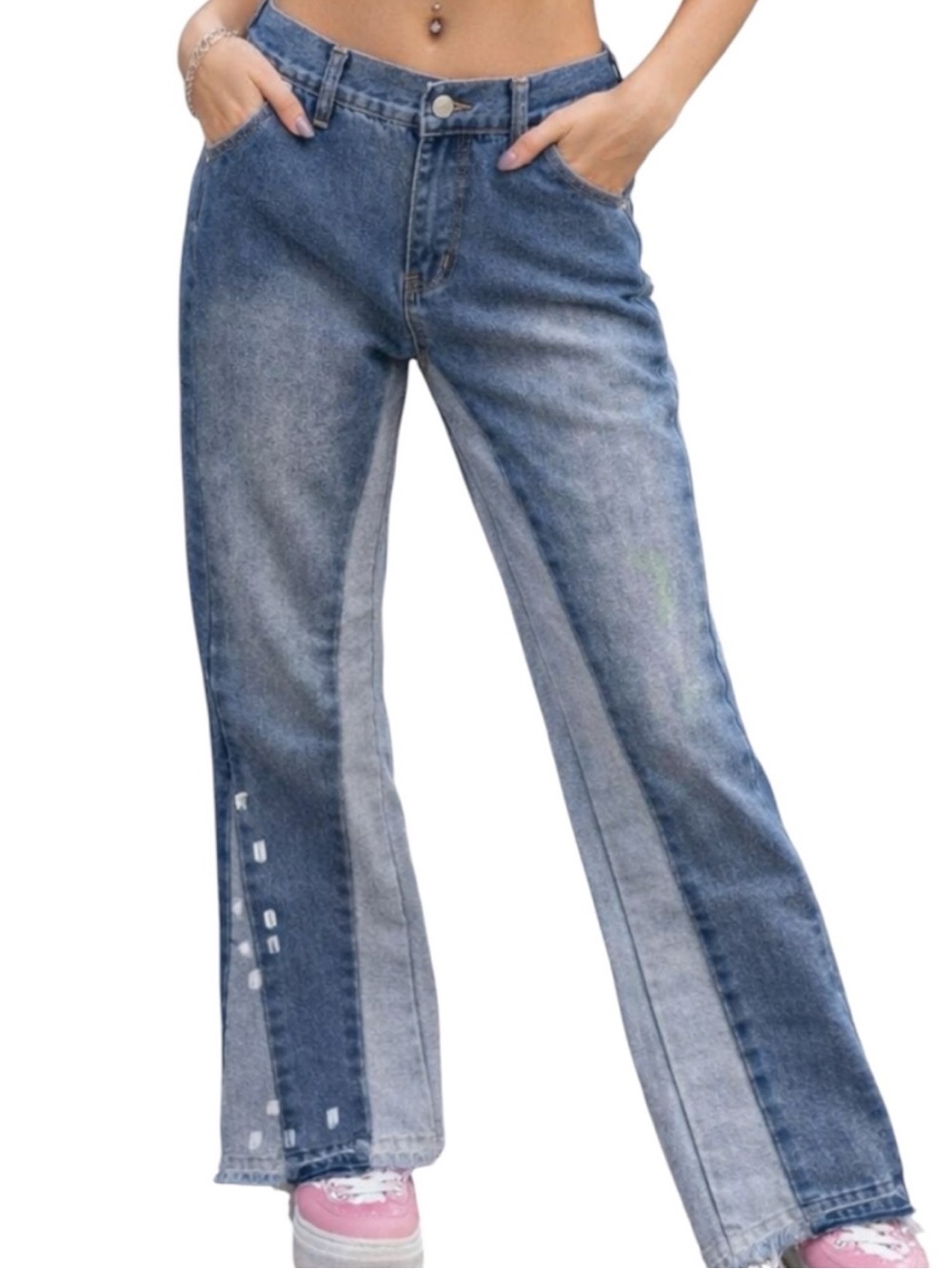 Y2K White Splatter High Rise Flare Jeans 29 XS 90s Boho Grunge Fairycore
Y